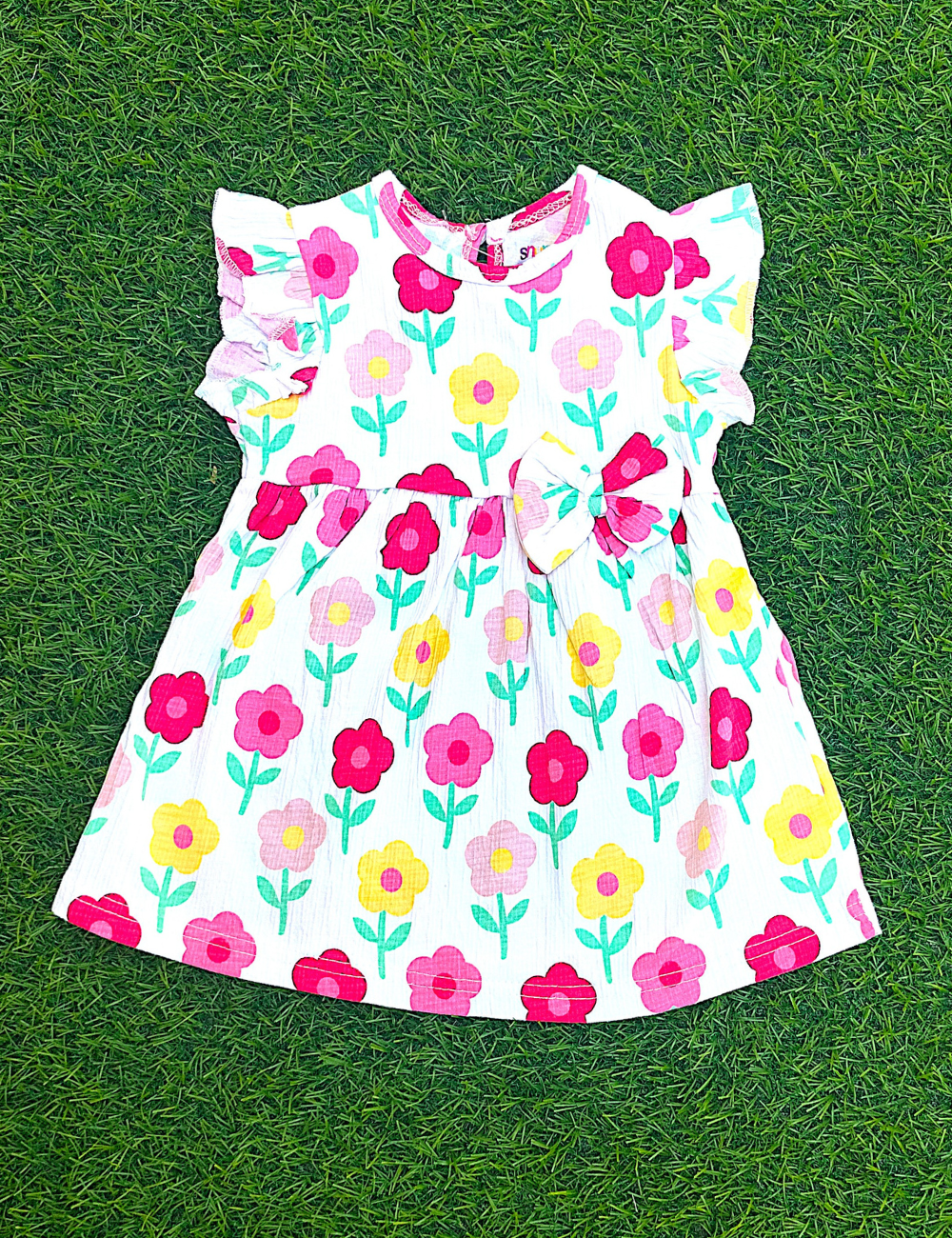 Popcorn Floral Frock- Pink