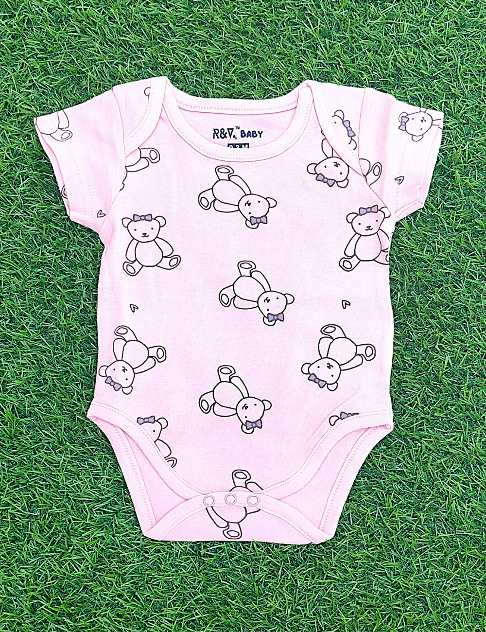 ROMPERS-SHORT SLEEVE-PINK TEDDY