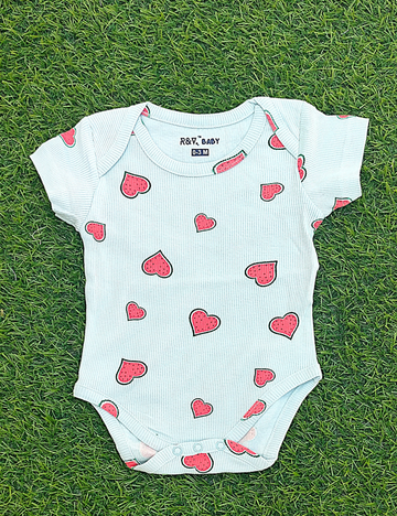 SHORT SLEEVE ROMPERS-HEART MELON